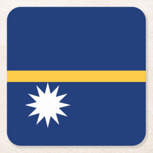 Nauru Flag Square Paper Coaster