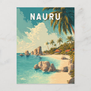 Nauru Illustration Travel Art Vintage Postcard