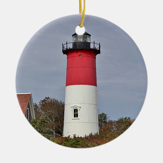 Nauset Lighthouse Ceramic Tree Decoration (Front)