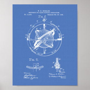 Nautacal Observations 1895 Patent Art Blueprint Poster