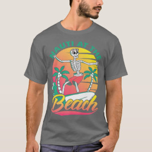 Nauti At The Beach Surfer Skeleton Surf T-Shirt