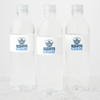nauti bachelorette party navy blue water bottle label