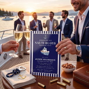 Nauti Buoy Anchor Nautical Bachelor Party  Invitation
