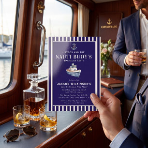 Nauti Buoy Anchor Nautical Bachelor Party  Invitation