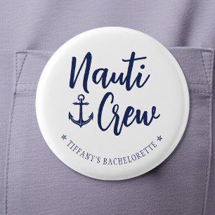 Nauti Crew Anchor Nautical Bachelorette Party 3 Cm Round Badge