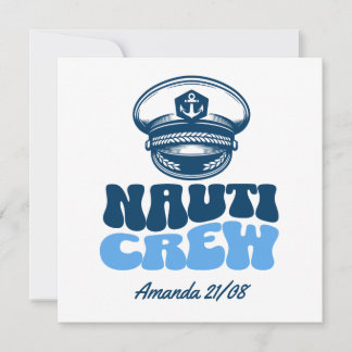 nauti crew retro blue  invitation