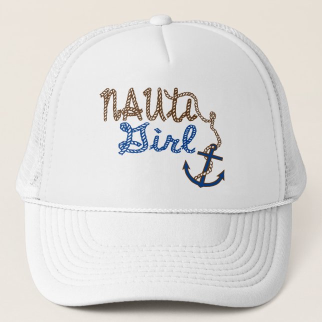 Nauti Girl Rope Knots and Anchor Trucker Hat (Front)