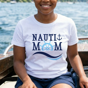 Nauti Mum Blue Helm Nautical Birthday Party Parent T-Shirt