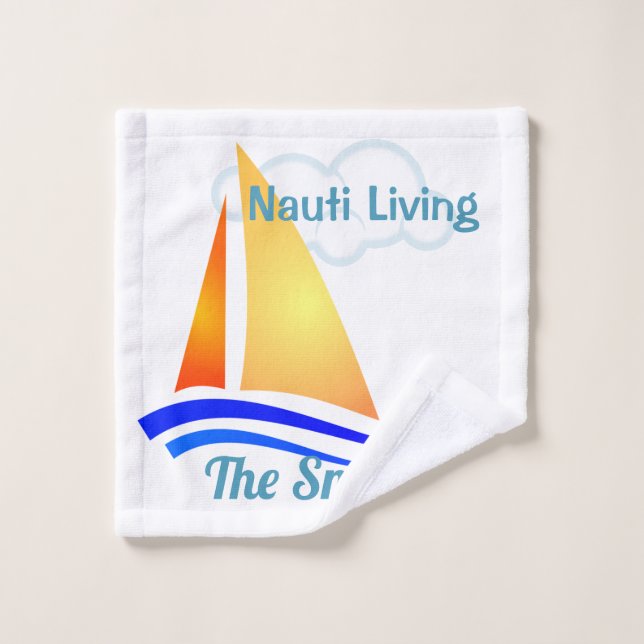 Nauti Thoughts Nautical Sailboat Bath Towel Set (Wash Cloth)