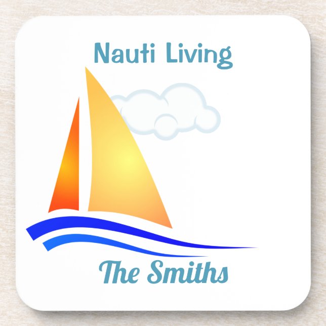 Nauti Thoughts Nautical Sailboat Coaster (Front)