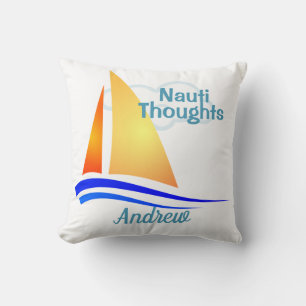 Nauti Thoughts Nautical Sailboat Cushion