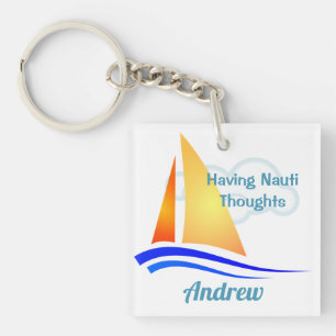 Nauti Thoughts Nautical Sailboat Key Ring