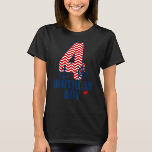 Nautical 4th Birthday Boy Sailors 4 Year Old B Day T-Shirt