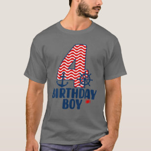 Nautical 4Th Birthday Boy Sailors 4 Year Old B-Day T-Shirt