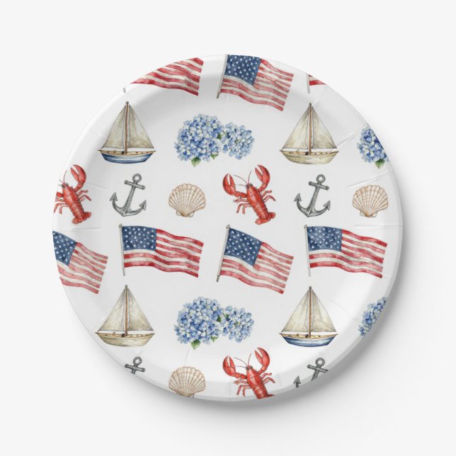 Nautical 4th of July Plates  (Front)