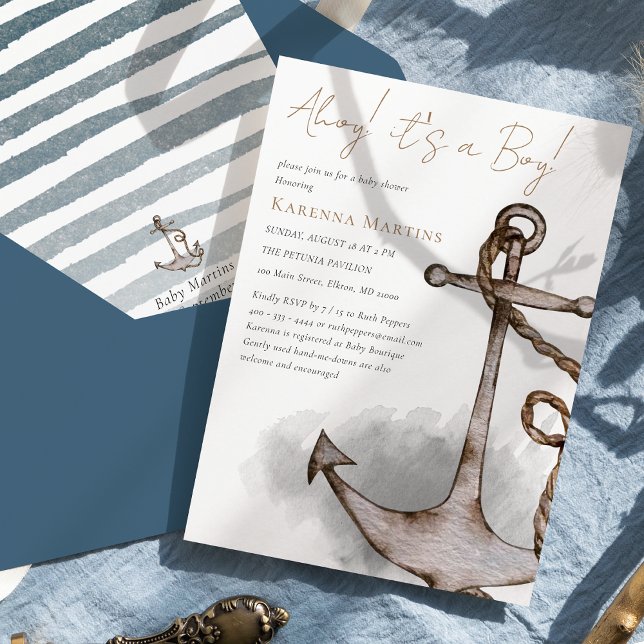 Nautical Adventure Ahoy It's a Boy Baby Shower Invitation (Creator Uploaded)