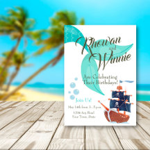 Nautical Adventure Mermaid & Pirate Dual Birthday 