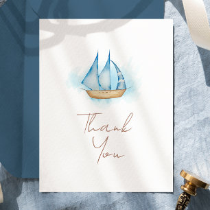 Nautical Adventure White Baby Shower Thank You Card