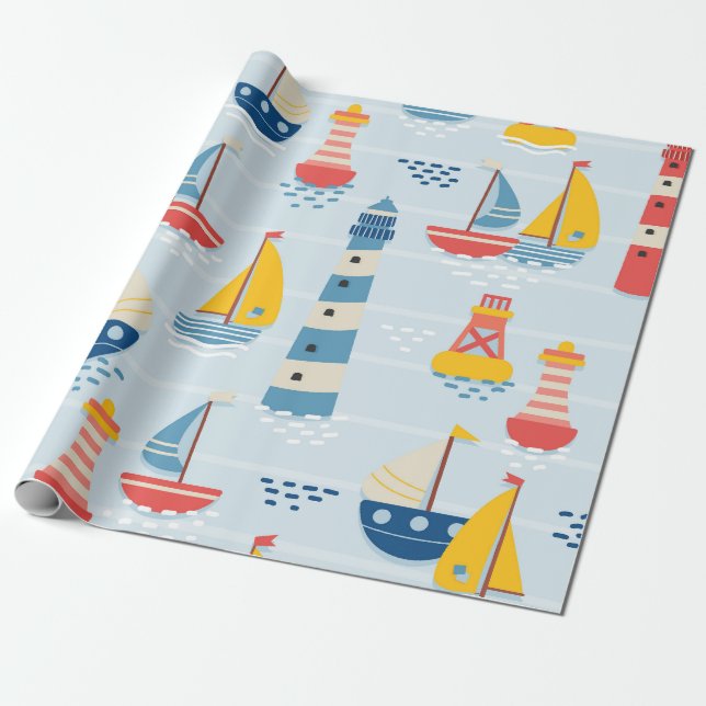 Nautical Adventures Wrapping Paper (Unrolled)