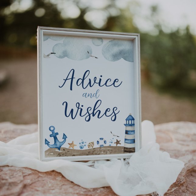 Nautical Advice And Wishes Baby Shower Sign (Creator Uploaded)