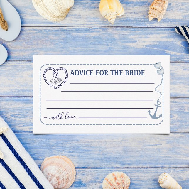 Nautical Advice for The Bride Bridal Shower Anchor Enclosure Card (Advice for the Bride Enclosure Card | Nautical “Message in a Bottle” Theme)