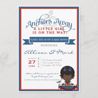 Nautical African American Baby Shower Invitation