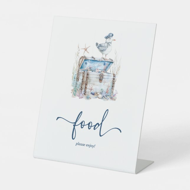 Nautical Ahoy Baby Shower Food Pedestal Sign (Front)