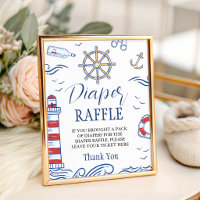 Nautical Ahoy Diaper Raffle Table Sign 8x10