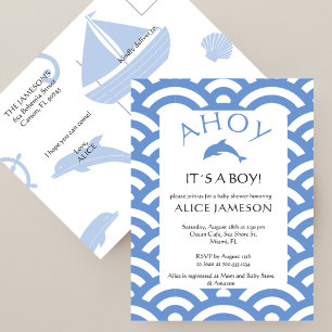 Nautical Ahoy It´s A Boy Baby Shower Invitation Postcard