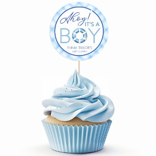 Nautical Ahoy It's A Boy Baby Shower  Classic Round Sticker