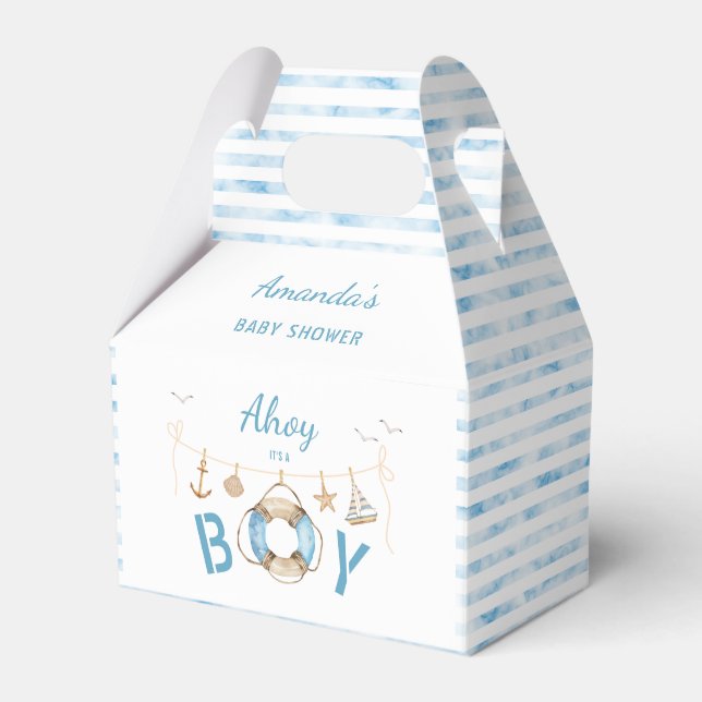 Nautical Ahoy It's a Boy Baby Shower Favour Box (Front Side)