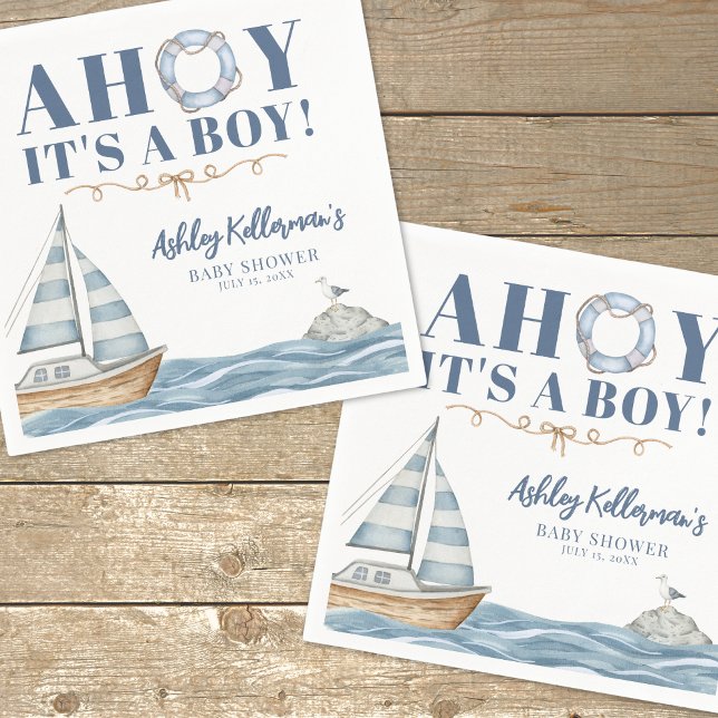 Nautical Ahoy It's A Boy Baby Shower Napkin (Nautical Ahoy It's A Boy Baby Shower Napkins)