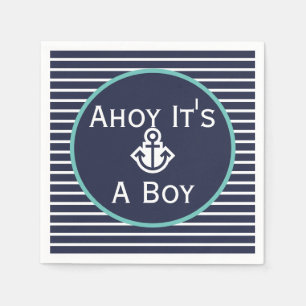 Nautical Ahoy It's A Boy Baby Shower Napkins