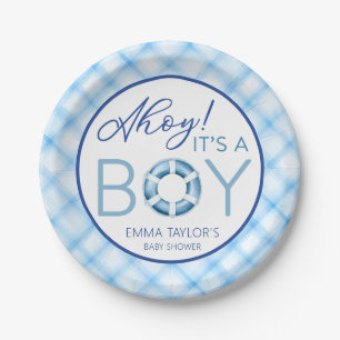 Nautical Ahoy It's A Boy Baby Shower Paper Plate