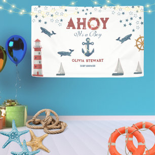 Nautical Ahoy its a boy Baby Welcome shower  Banner