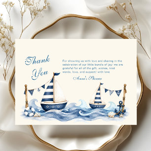 Nautical Ahoy It's a Boy Sailboat Thank You Card