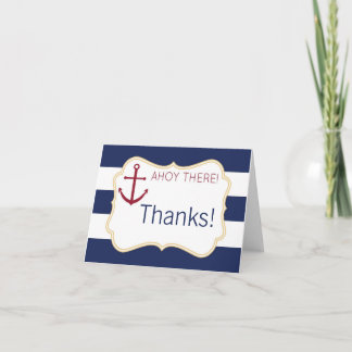 Nautical Ahoy There Baby Shower Thank You Card