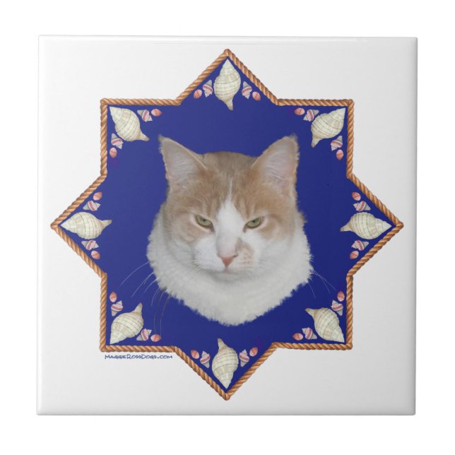 Nautical Alfie Cat Tile (Front)