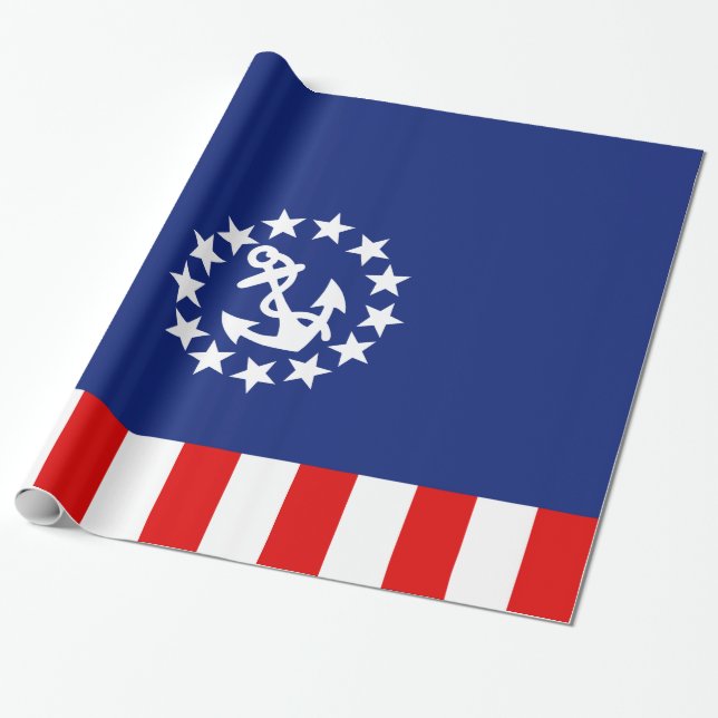 Nautical American Yacht Flag Symbol Wrapping Paper (Unrolled)