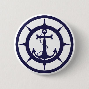 Nautical Anchor 6 Cm Round Badge