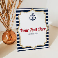 Nautical Anchor Ahoy Custom Text Table Party Sign