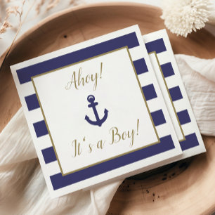 Nautical Anchor "Ahoy! It's a Boy!" Baby Shower Napkin
