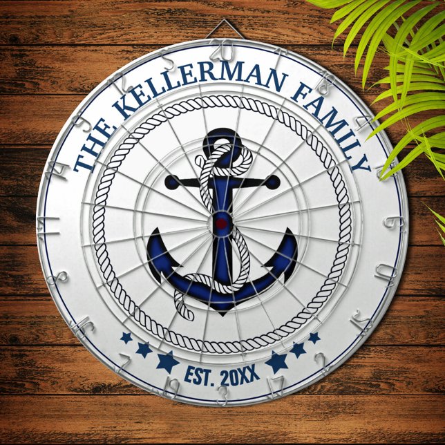 Nautical Anchor and Family Name Custom Dartboard (Creator Uploaded)
