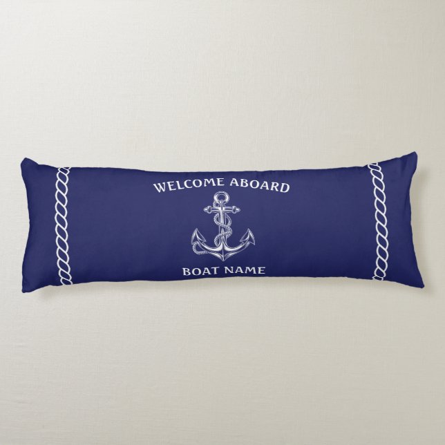 Nautical Anchor and Rope Blue  Body Cushion (Back)