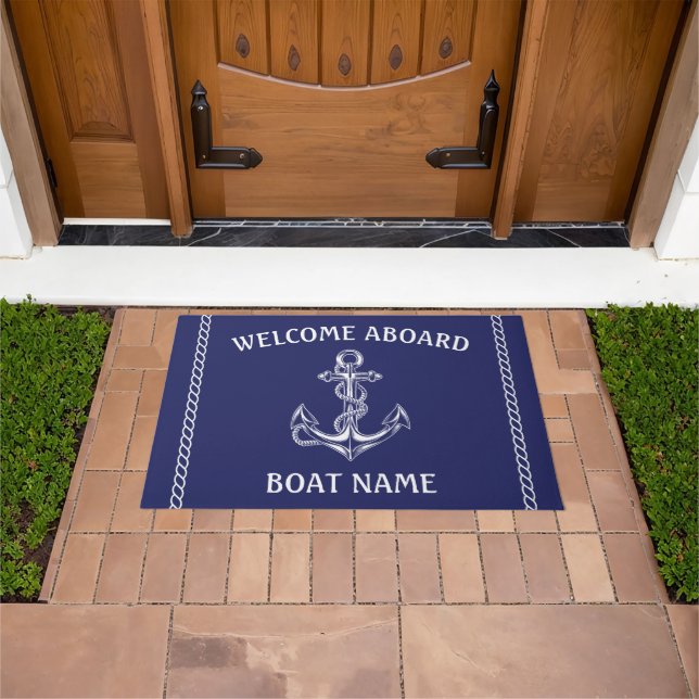 Nautical Anchor and Rope Blue  Doormat (Outdoor)