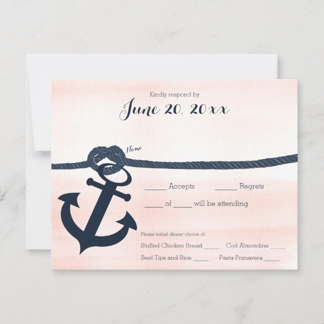 Nautical Anchor and Rope Response Navy and Blush (Front)