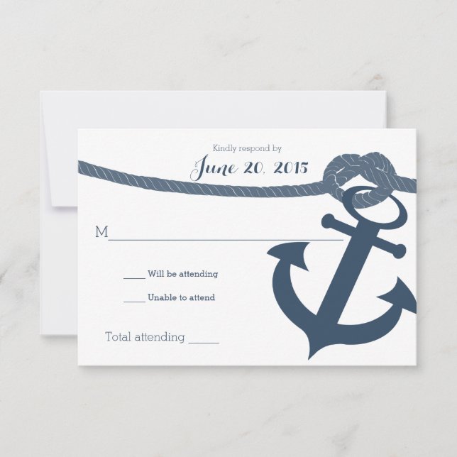 Nautical Anchor and Rope Wedding Response Card (Front)
