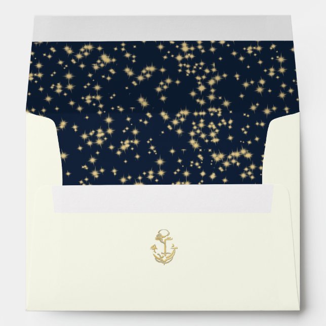 Nautical Anchor and Starry Sky Navy Blue Envelopes (Back (Bottom))