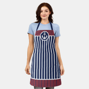 Nautical Anchor and Stripes Apron