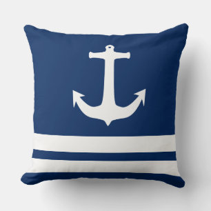 Nautical Anchor and Stripes Pattern Cushion